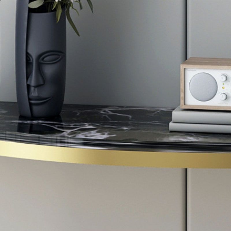 Table de sofá de consola de mármol Glamble Mesa de media luna con estantes para Hall