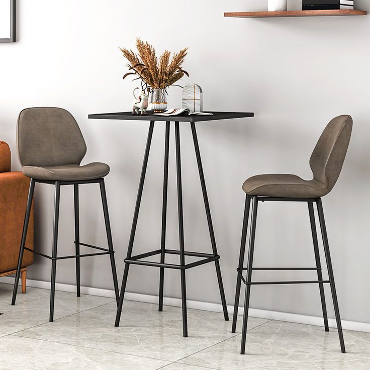 Modern 1/3/4 Pieces Bar Table Set Square Iron Counter Table with High Stools for Kitchen Clearhalo 'Bar Furniture' 'furn' 'furn_home_bar_bar_sets' 'Furniture' 'Home Bars & Bar Sets' 'home_bar_bar_sets' 'Kitchen & Dining Furniture' 1200x1200_b051e5cf-af69-4a8d-a133-9d8efddbb67b
