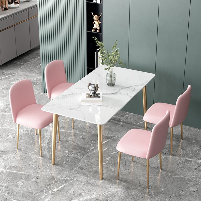 Glam Iron Dining Table Set 1/2/5 Pieces Dinette Set with Rectangle Sintered Stone Top Clearhalo 'Dining Room Sets' 'Dining Tables & Seating' 'dining_room_set' 'furn' 'furn_dining_room_set' 'Furniture' 'furniture_dining_room_set' 'Kitchen & Dining Furniture' 1200x1200_b0529e37-c3a8-46bc-ac84-0543df01d1d9