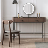 2 Drawers Dressing Table 30.7" High Vanity Set with Stool in Brown