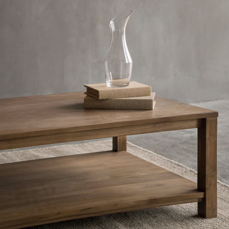 17"H moderner Couchtisch aus massivem Holz, Kaffee-Cocktailtisch mit Stauraum