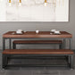 Contemporary 1/3 Pieces Furniture Rectangle Solid Wood Dining Table Set in Brown