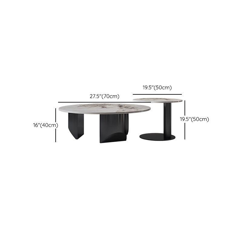 Modern Coffee Table Slate Round Nesting Coffee Table Set with Black Legs Clearhalo 'Coffee & Accent Tables' 'Coffee Tables' 'coffee_tables' 'furn' 'furn_coffee_tables' 'Furniture' 'Living Room Furniture' 1200x1200_b0540996-f196-49dd-80f5-310a6a975a1f