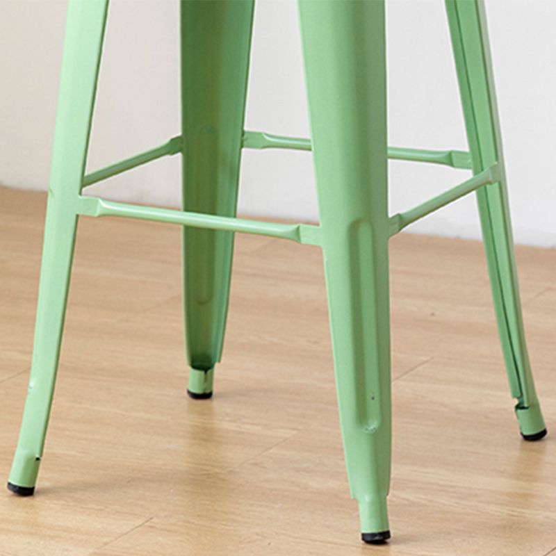 Nordic Armless Backrest Counter Stool Iron Cafe Bar Stool with Seat and Pedal