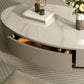 Table basse ovale en ardoise, table de cocktail avec tiroir