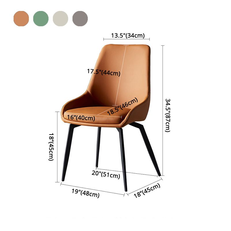 Contemporary Metal Dining Room Chairs Faux Leather Dining Chairs (Set of 4) Clearhalo ' kitchen&dining_furn' 'Dining Chairs' 'Dining Tables & Seating' 'dining_chair' 'Furniture' 'furniture_dining_chair' 'Kitchen & Dining Furniture' 'kitchen' 1200x1200_b05509a9-a0ae-4080-98b2-861cfe0f4725