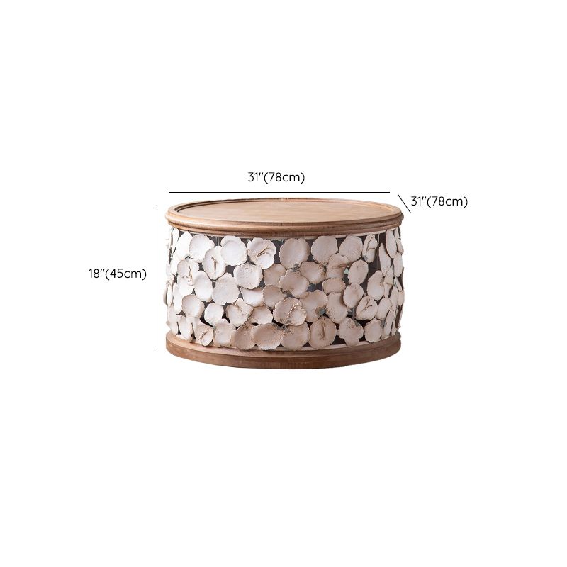 Tavolo laterale accento a forma di tamburo in legno e in metallo tavolo d'angolo in stile rustico