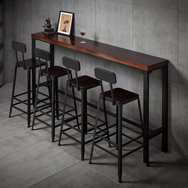 Industrial Armless Counter Stool Iron Cafe Bar Stool with Leather Cushion and Pedal Clearhalo 'Bar Furniture' 'Bar Stools' 'bar_stools' 'furn' 'furn_bar_stools' 'Furniture' 'furniture_bar_stools' 'Kitchen & Dining Furniture' 1200x1200_b055998b-d0d6-4a13-86d7-daa9ad842af2
