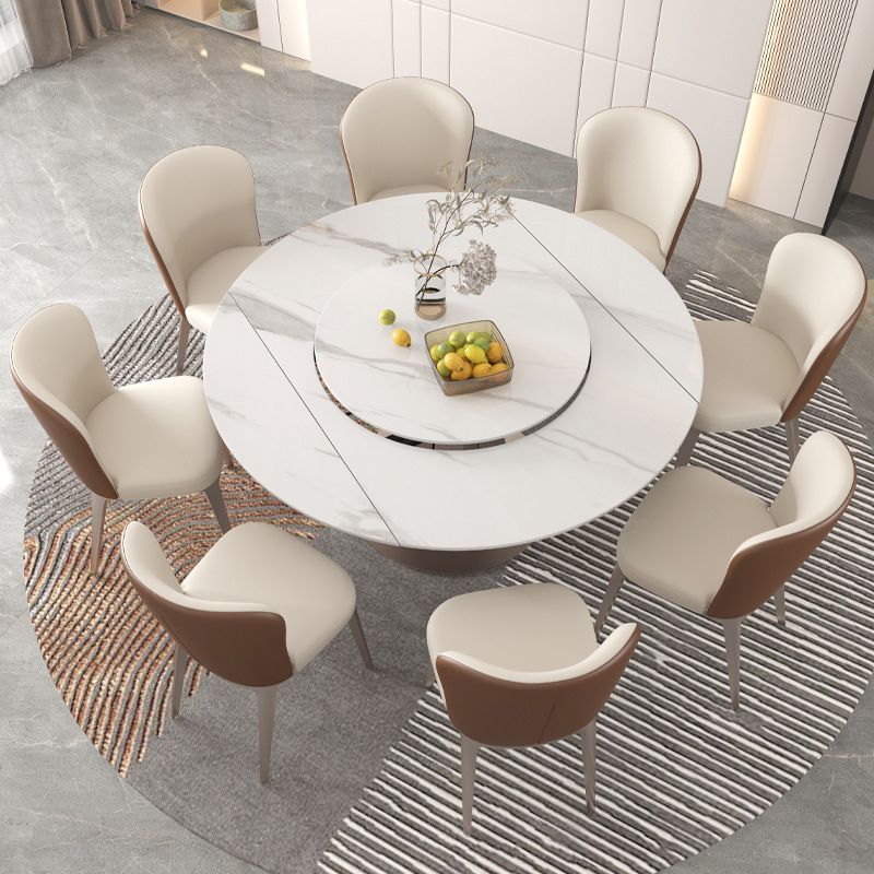 Modern Round Sintered Stone Dining Room Set Space-Saving Design Dining Table Furniture Clearhalo 'Dining Room Sets' 'Dining Tables & Seating' 'dining_room_set' 'furn' 'furn_dining_room_set' 'Furniture' 'furniture_dining_room_set' 'Kitchen & Dining Furniture' 'kitchen&dining_furn' 'kitchen' 1200x1200_b0568960-11b5-4288-87a2-b8947fc602d7