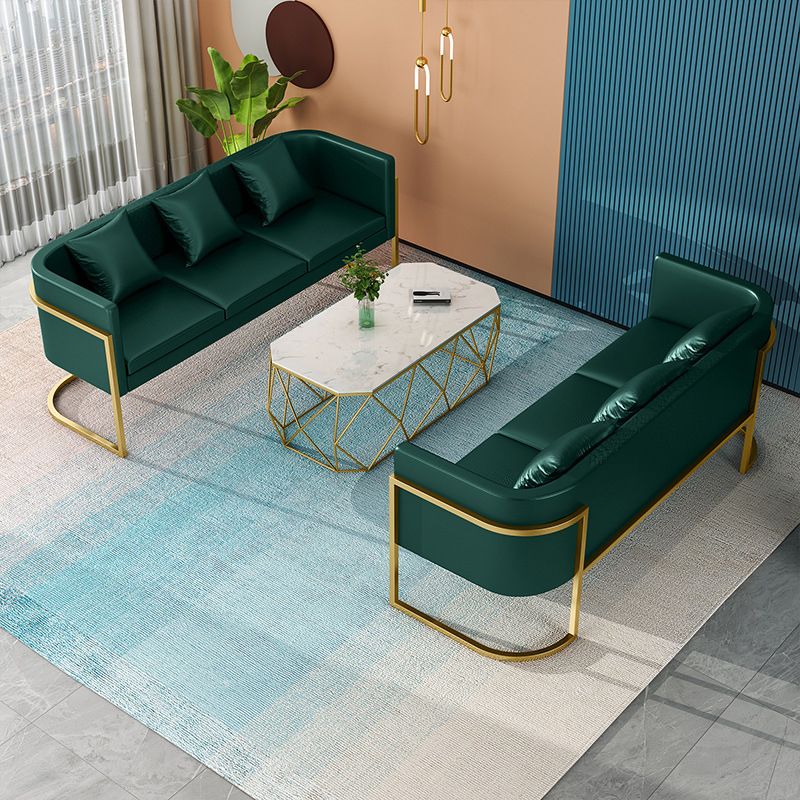 Modern Tuxedo Arm Sofa in Gray/White/Green, Leather Sofa with Pillow Clearhalo 'Furniture' 'furniture_sofas' 'kitchen' 'kitchen_sofas' 'Living Room Furniture' 'Sofa' 'sofas' 1200x1200_b0582d8b-3438-4771-9b4d-32d31eb2657a