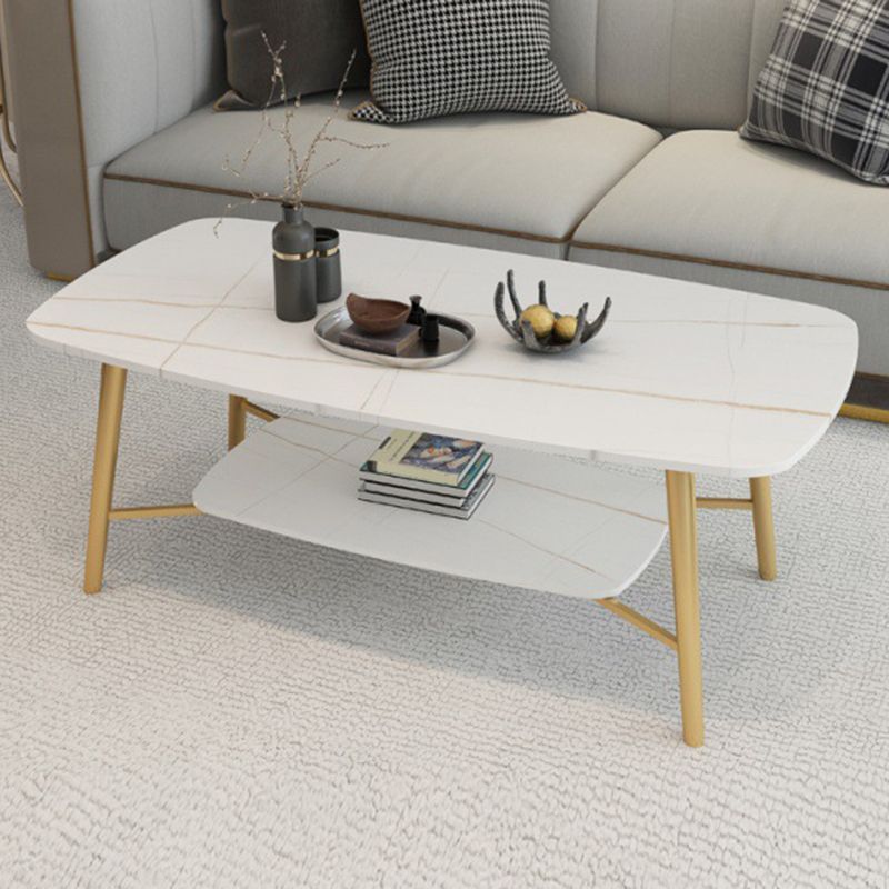 17.7"H Modern Ironcraft Cross Legs Slate Rectangular Table Top Coffee Table with Shelf Clearhalo 'Coffee & Accent Tables' 'Coffee Tables' 'coffee_tables' 'furn' 'furn_coffee_tables' 'Furniture' 'furniture_coffee_tables' 'Living Room Furniture' 1200x1200_b058e69c-a9d3-40a6-a0a4-3b5c6e487b25