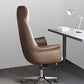 Sedia moderna con braccioli inclusi e rotelle, sedia da scrivania in pelle con schienale alto, colore nero/marrone