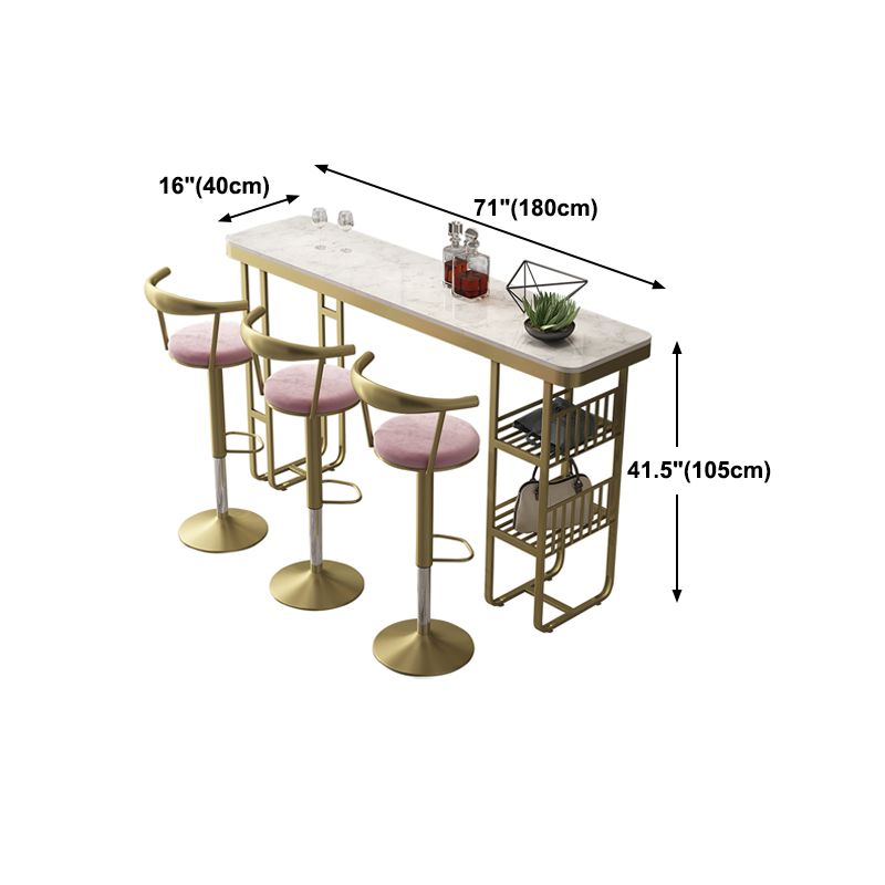Glam Style Bar Table Artificial Marble Pub Table with Shelf for Dining Room, Only Table Clearhalo 'Bar Furniture' 'Bar Tables' 'bar_tables' 'furn' 'furn_bar_tables' 'Furniture' 'furniture_bar_tables' 'Kitchen & Dining Furniture' 1200x1200_b0592c31-9a67-4497-96ce-86a92d69b6f3