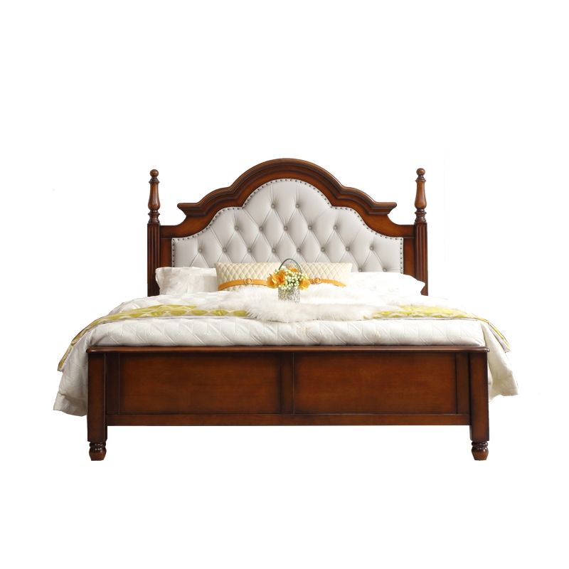 84.65 inch Wide Victorian Bed Frame Pine Wood Bed with Upholstered Headboard Clearhalo 'Bedroom Furniture' 'Beds' 'furn' 'furn_beds' 'Furniture' 1200x1200_b0592e07-cea4-4b41-906a-cbea74b790ad