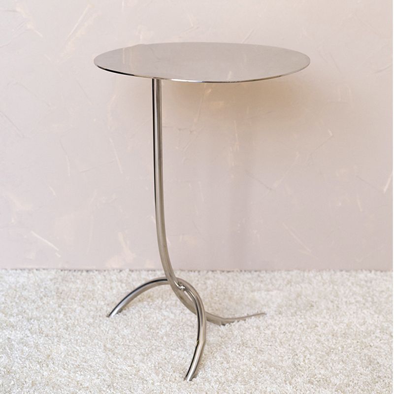 Mid-Century Stainless Steel Round Top Side Table 11-inch Pedestal End Table Clearhalo 'Coffee & Accent Tables' 'End & Side Tables' 'end_side_tables' 'furn' 'furn_end_side_tables' 'Furniture' 'Living Room Furniture' 1200x1200_b05aa88e-c8b4-44cc-9a40-5de7c2599f2f