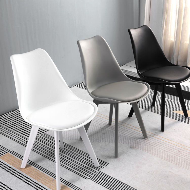 Minimalist Style Plastic Dining Armless Chair Upholstered Solid Back Chairs for Home Clearhalo ' kitchen&dining_furn' 'Dining Chairs' 'Dining Tables & Seating' 'dining_chair' 'Furniture' 'furniture_dining_chair' 'Kitchen & Dining Furniture' 'kitchen' 1200x1200_b05d6c5f-173c-4769-9fd7-7932bb603388