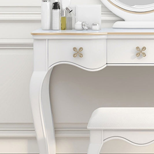 3つの収納引き出しとミラーの虚栄心セットビクトリア朝の木材メイクアップ虚栄心