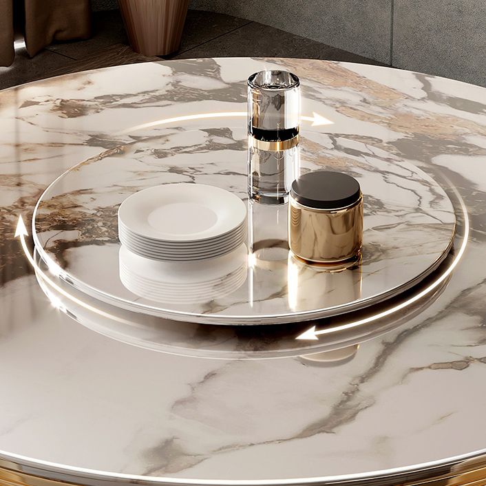 Tavolo da pranzo tradizionale in pietra di lusso Round Gold Base convertibile tavolo da pranzo
