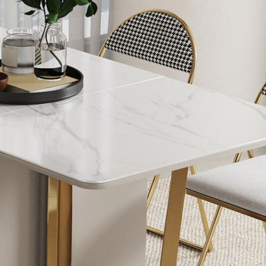 Folding Dining Table Set 1/3/5/7 Pcs Sintered Stone Dining Table with Armless Chairs