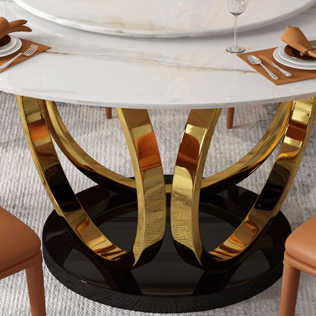 Contemporary Round Turntable Faux Leather Dining Set Stone 1/4/7 Pieces Dining Furniture Clearhalo 'Dining Room Sets' 'Dining Tables & Seating' 'dining_room_set' 'furn' 'furn_dining_room_set' 'Furniture' 'Kitchen & Dining Furniture' 1200x1200_b05fd446-63a8-42c7-af69-d0b7baf97cff