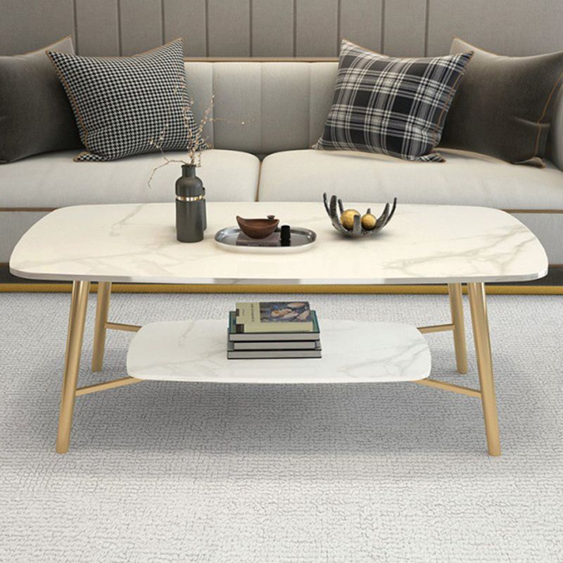 17.7"H Modern Ironcraft Cross Legs Slate Rectangular Table Top Coffee Table with Shelf Clearhalo 'Coffee & Accent Tables' 'Coffee Tables' 'coffee_tables' 'furn' 'furn_coffee_tables' 'Furniture' 'furniture_coffee_tables' 'Living Room Furniture' 1200x1200_b05fddd0-b86e-43af-9ee1-4114b48e1c49