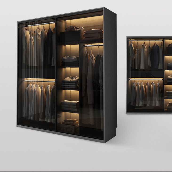 Armadio per armadio in vetro e legno con armadio grigio grigio