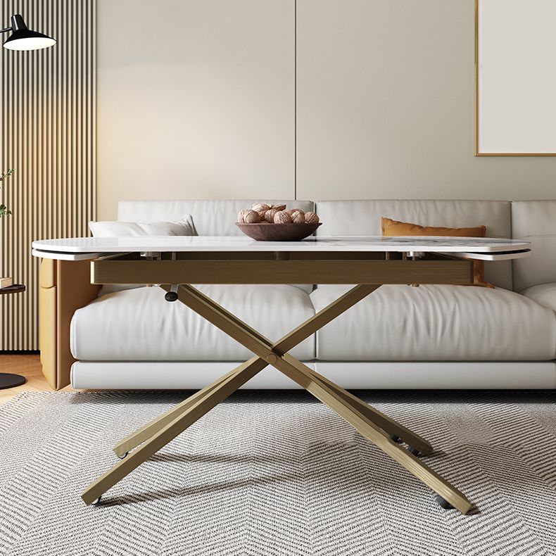 Glam 4 Legs Cocktail Table Single Stone Coffee Cocktail Table Clearhalo 'Coffee & Accent Tables' 'Coffee Tables' 'coffee_tables' 'furn' 'furn_coffee_tables' 'Furniture' 'Living Room Furniture' 1200x1200_b0625411-44b5-44a8-98f5-d630861d285a
