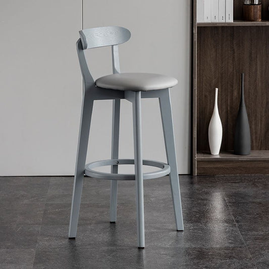 Gray Wood Bar Stools Industrial Style Armless Stool with Low Back
