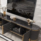 Glam Marble TV Stand Console Enclosed Storage TV Media Stand for Living Room