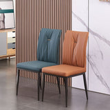 Modern Contemporary Leather Parsons Chair Side Dining Chairs with Metal Legs Clearhalo ' kitchen&dining_furn' 'Dining Chairs' 'Dining Tables & Seating' 'dining_chair' 'Furniture' 'furniture_dining_chair' 'Kitchen & Dining Furniture' 'kitchen' 1200x1200_b064fabe-1a21-4bc6-9d12-2c6249dec532