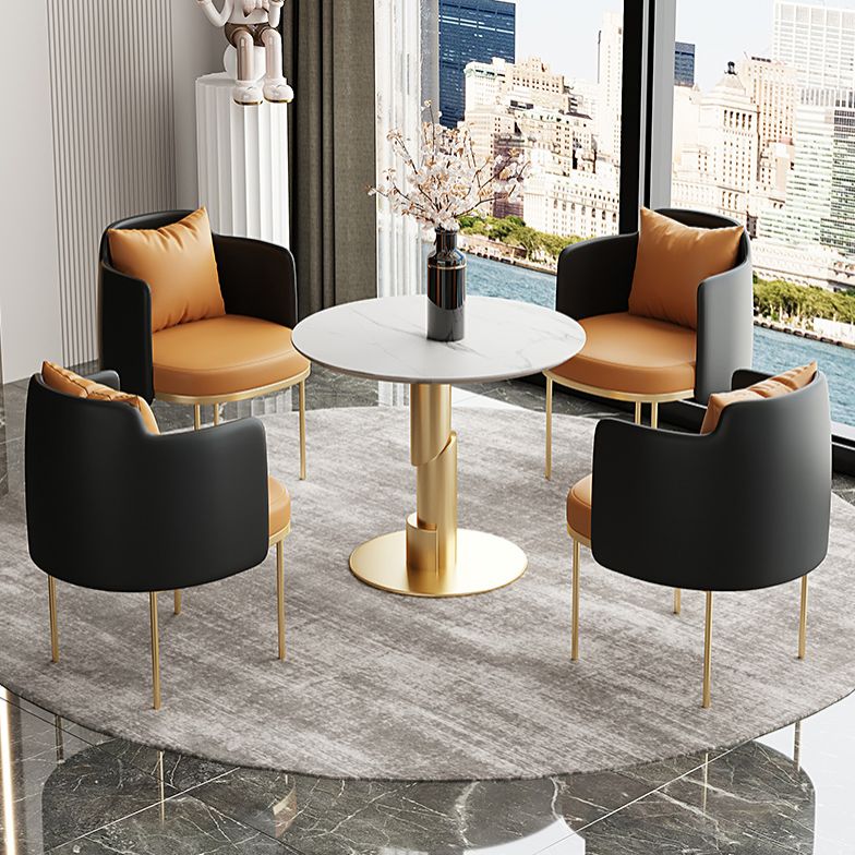 Modern Style Sintered Stone Dining Set Round 1/5 Pieces Dining Set for Home Use Clearhalo 'Dining Room Sets' 'Dining Tables & Seating' 'dining_room_set' 'furn' 'furn_dining_room_set' 'Furniture' 'Kitchen & Dining Furniture' 1200x1200_b0665827-f18d-4c24-9f75-3db9e89f93a1