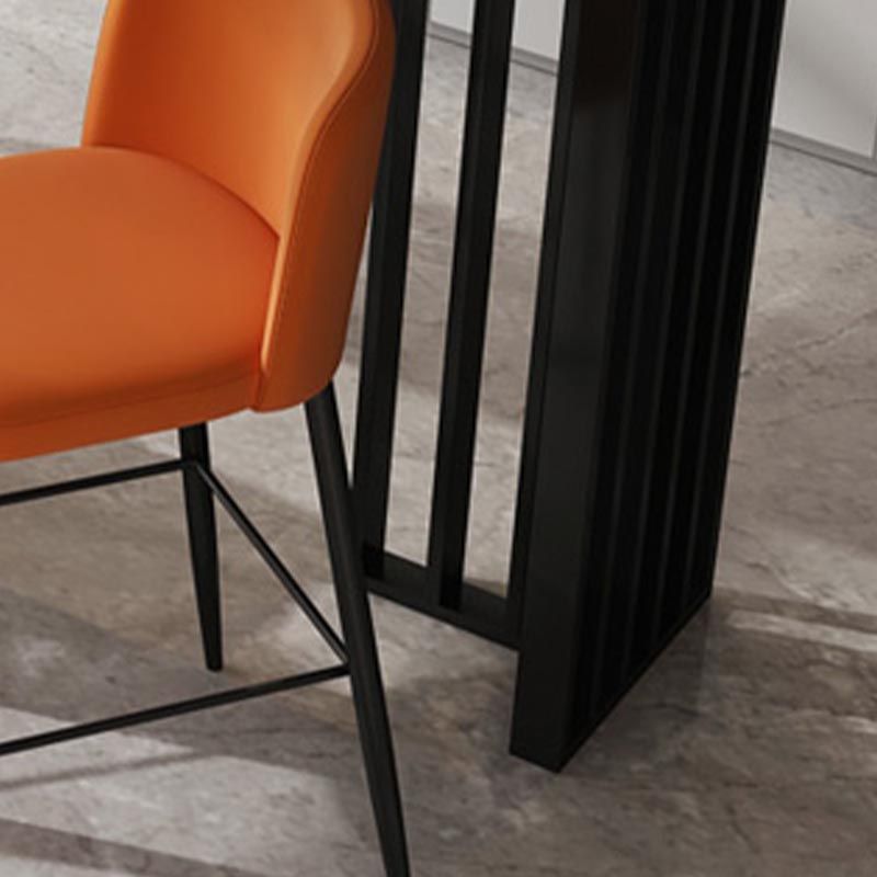 Industrial Style Rectangle Stone Bar Table 42-inch Height Steel Pedestal Bistro Table