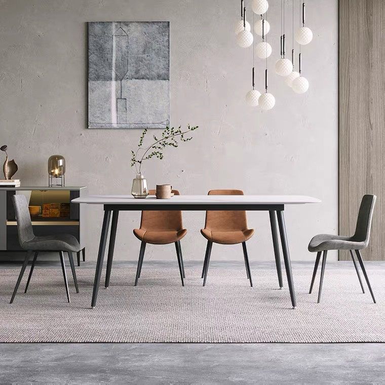 Black Metal Frame Industrial Rectangle Dining Table Sintered Stone Table for Dining Room Clearhalo 'Dining Tables & Seating' 'Dining Tables' 'dining_table' 'furn' 'furn_dining_table' 'Furniture' 'Kitchen & Dining Furniture' 1200x1200_b0676dda-07df-43eb-b00e-0361d2a58299