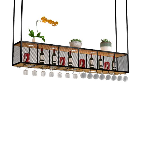 Black Metal Hanging Wine Holder with Glass Holder & Storage Shelf Clearhalo 'furn' 'furn_wine_racks' 'Furniture' 'Kitchen & Dining Furniture' 'Wine Racks' 'wine_racks' 1200x1200_b0690a6d-de20-41ee-8f61-51ddf8fa4c99