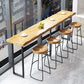 Modern Brown Wood Pub Table Rectangle Table Top Black Sled Table 42'' H Clearhalo 'Bar Furniture' 'Bar Tables' 'bar_tables' 'furn' 'furn_bar_tables' 'Furniture' 'furniture_bar_tables' 'Kitchen & Dining Furniture' 1200x1200_b06c502c-e6d8-4412-928b-3b2bb6b4fa36