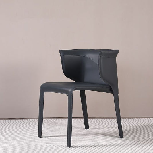 Silla lateral contemporánea de cuero falso acabado mate silla de comedor en el hogar