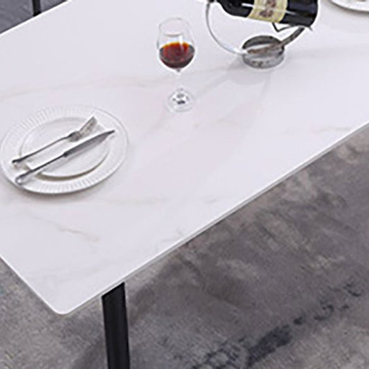 Modern Sintered Stone Dining Table Set White Rectangle Formal Dining Set Clearhalo 'Dining Room Sets' 'Dining Tables & Seating' 'dining_room_set' 'furn' 'furn_dining_room_set' 'Furniture' 'furniture_dining_room_set' 'Kitchen & Dining Furniture' 'kitchen&dining_furn' 'kitchen' 1200x1200_b06fbcf3-1ccc-4390-94cc-9bdfe6cc19ab