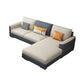 Faux Leather Square Arm Sofa Glam Grey and Beige Sofa Chaise