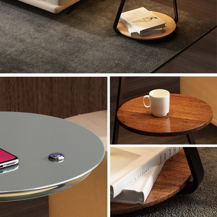 Modern Solid Wood Round 3-Tier Living Room Accent Side Table