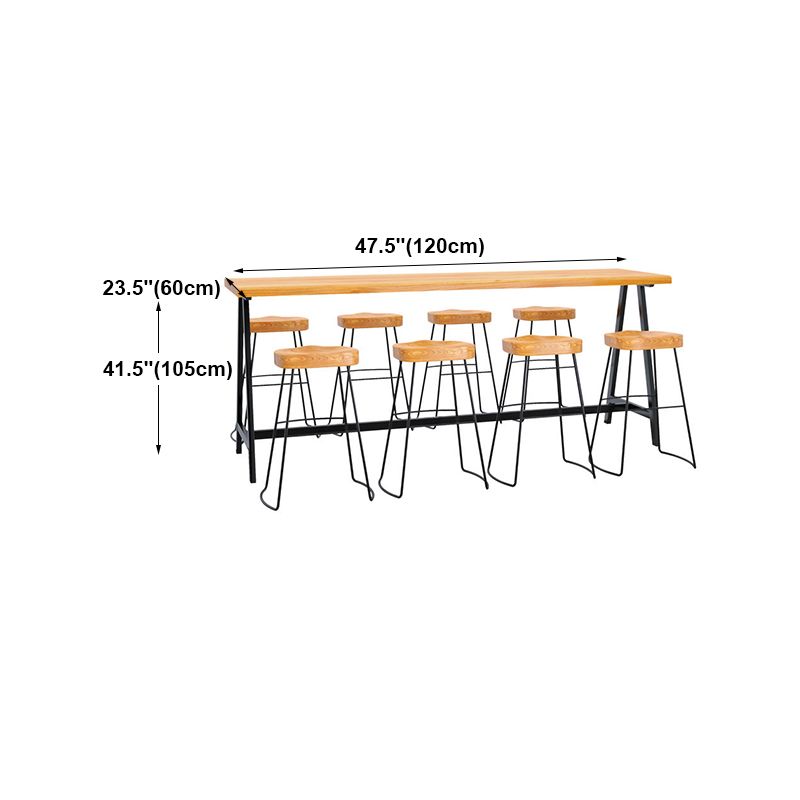 Light Brown Modern Style Bar Table in Solid Wood and Iron Cafe Bar Table, Only Table Clearhalo 'Bar Furniture' 'Bar Tables' 'bar_tables' 'furn' 'furn_bar_tables' 'Furniture' 'furniture_bar_tables' 'Kitchen & Dining Furniture' 1200x1200_b071059f-62de-485c-a7cd-9d5346d96959
