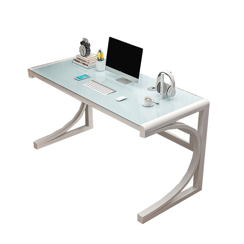 Bureau d'ordinateur contemporain rectangulaire bureau de bureau en verre avec support de moniteur