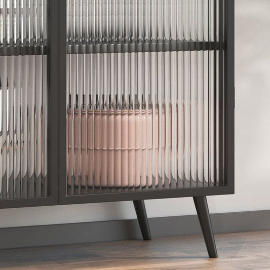 Server moderno in telaio in metallo vetro a due porte server da pranzo per soggiorno