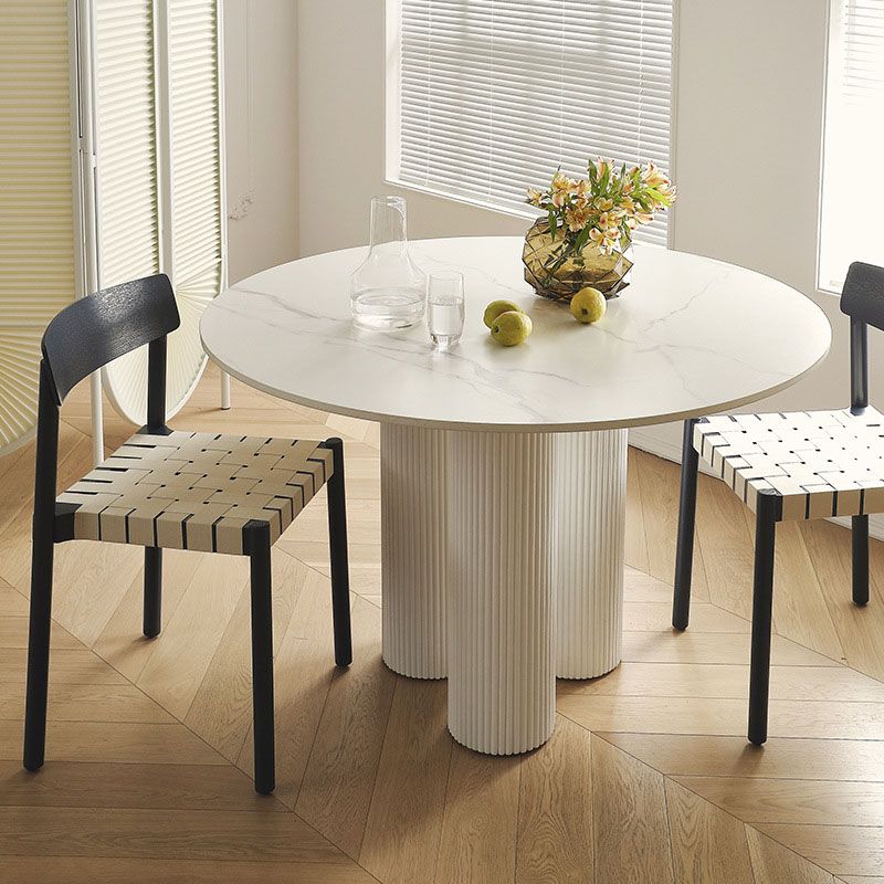 Contemporary Round Dinette Table Sintered Stone and Solid Wood Top Table Clearhalo 'Dining Tables & Seating' 'Dining Tables' 'dining_table' 'furn' 'furn_dining_table' 'Furniture' 'Kitchen & Dining Furniture' 1200x1200_b077ed60-729c-4b13-9de7-27e868dadc08
