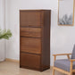 Mid Century Modern Brown Accent Cabinet with Doors in Solid Wood Rectangle Cabinet