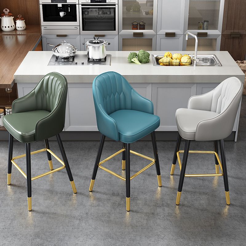 Scandinavia Style Bar-stool Metal Legs Leather Bucket Seat for Kitchen Bar Clearhalo 'Bar Furniture' 'Bar Stools' 'bar_stools' 'furn' 'furn_bar_stools' 'furniture_bar_stools' 'Kitchen & Dining Furniture' 'kitchen&dining_furn' 'kitchen' 'kitchen_furn' Furniture' 1200x1200_b07ac879-144d-4926-8313-51e7321482d9