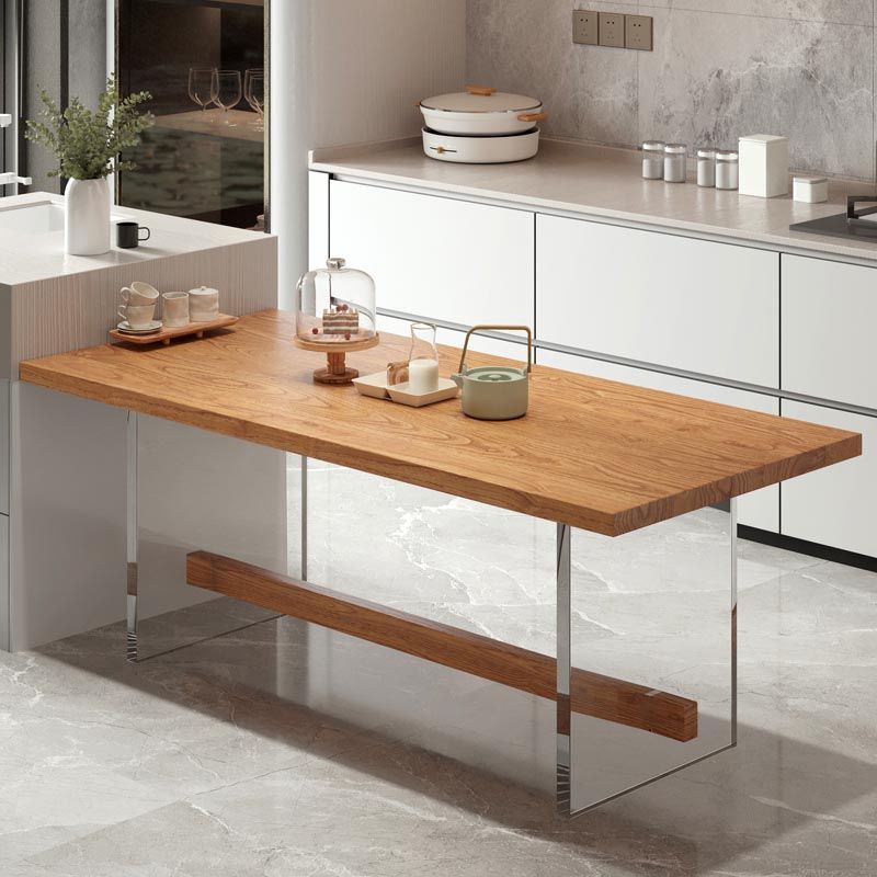 Rectangle 1/2/5/7 Pieces Dining Set Acrylic Base Dining Furniture in Natural Clearhalo 'Dining Room Sets' 'Dining Tables & Seating' 'dining_room_set' 'furn' 'furn_dining_room_set' 'Furniture' 'Kitchen & Dining Furniture' 1200x1200_b07b56bc-e1a4-4563-bcc7-6fd4cb9a4da7