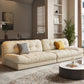 Beige 4-seater Armless Sofa Contemporary Sewn Pillow Back Sofa