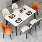 Stone Top Dining Table Rectangle Contemporary Table with 4 Black Legs Clearhalo 'Dining Tables & Seating' 'Dining Tables' 'dining_table' 'furn' 'furn_dining_table' 'Furniture' 'furniture_dining_table' 'Kitchen & Dining Furniture' 'kitchen' 'kitchen_dining_table' 1200x1200_b07c1efe-c45d-461f-8e2f-5970f1986571