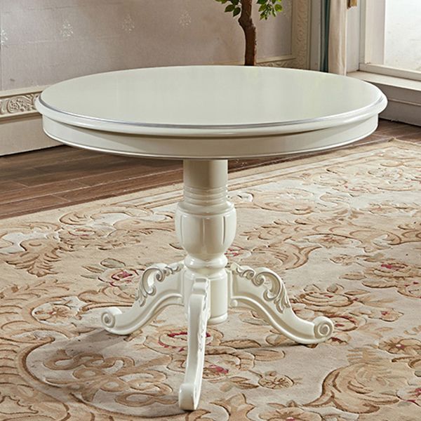 Solid Wood Victorian Round Dining Table Rubberwood Table with Pedestal Base Clearhalo 'Dining Tables & Seating' 'Dining Tables' 'dining_table' 'furn' 'furn_dining_table' 'Furniture' 'furniture_dining_table' 'Kitchen & Dining Furniture' 'kitchen' 'kitchen_dining_table' 1200x1200_b07c4992-e243-4195-bfce-f8d9a031061c