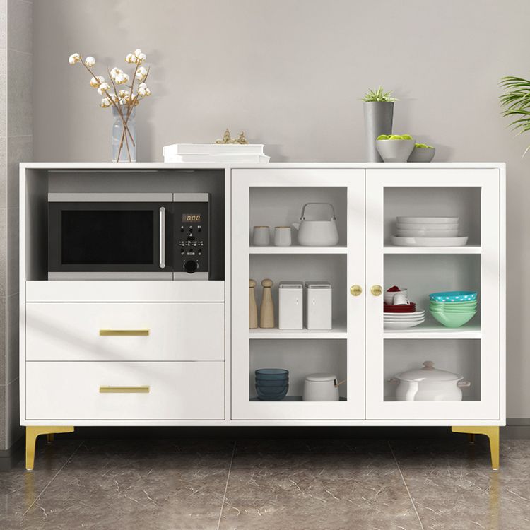 Engineered Wood Glam Buffet Stand Glass Doors Adjustable Shelving Sideboard Cabinet Clearhalo 'buffet_sideboard' 'Buffets & Sideboards' 'Furniture' 'furniture_buffet_sideboard' 'Kitchen & Dining Furniture' 1200x1200_b07f83a6-a644-48c3-a76a-50b2abdfb24a